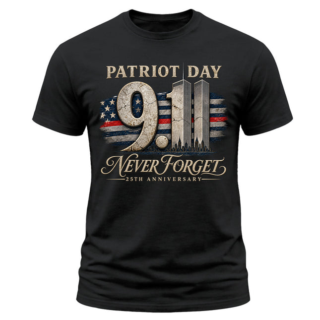 9/11 Patriot Day Never Forget 25th Anniversary September 11 Memorial T-Shirt