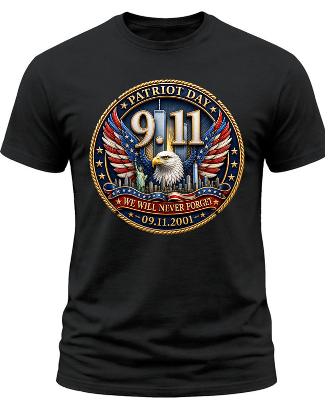9/11 Patriot Day Never Forget American Eagle September 11 Memorial T-Shirt