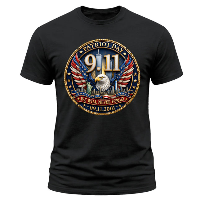 9/11 Patriot Day Never Forget American Eagle September 11 Memorial T-Shirt