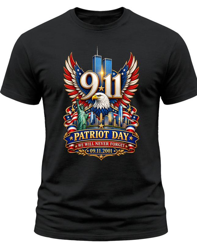 9/11 Patriot Day Never Forget September 11 Memorial American Eagle T-Shirt
