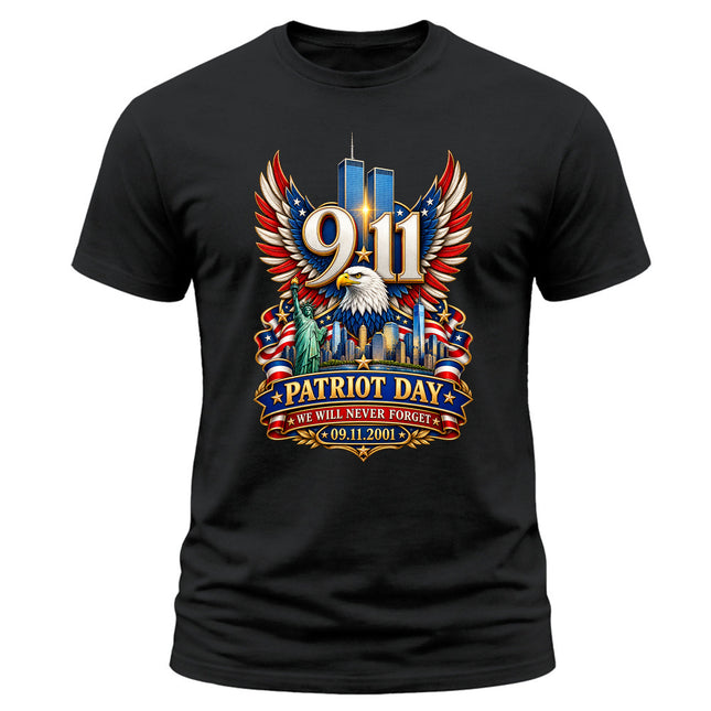 9/11 Patriot Day Never Forget September 11 Memorial American Eagle T-Shirt