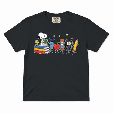 Comfort Colors Back To School Books Pencil Apple Supplies Kid T-Shirt