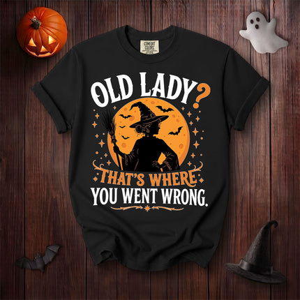 Comfort Colors Old Lady Witch Funny Halloween Moon Graphic T-Shirt