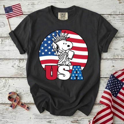 Comfort Colors USA Statue Of Liberty Patriotic Dog Circle T-Shirt