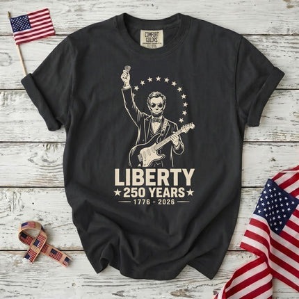 Comfort Colors Liberty 250 Years Rocking Abraham Lincoln Guitar T-Shirt