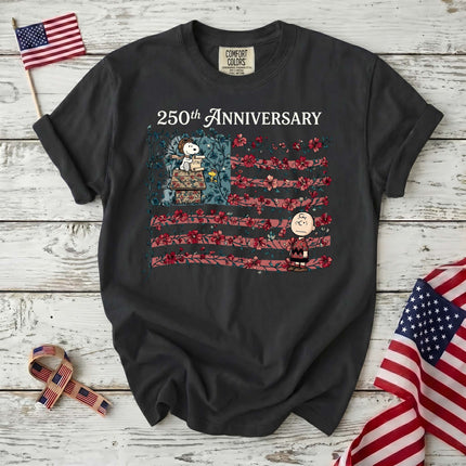 BLACK_2a047dc1-0bc1-456e-9813-a6077ba45a83 - AuraNations - Comfort Colors 250th Anniversary Floral Vine Flag Aviator Dog T-Shirt - Black / S - 250TH ANNIVERSARY, ALL, COMFORT COLORS, NO CUSTOM, PRODUCTS, SNPY, TSHIRT