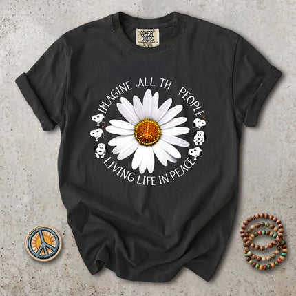 Comfort Colors Imagine All The People Peace Daisy T-Shirt