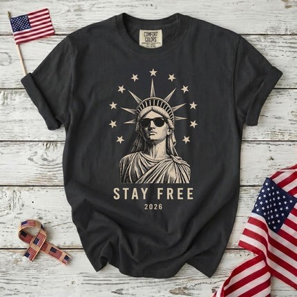 Comfort Colors Stay Free 2026 250th Anniversary USA Sunglasses Statue T-Shirt