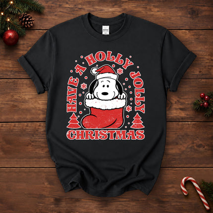 Have A Holly Jolly Christmas Retro Santa Stocking T-Shirt