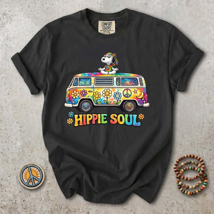 Comfort Colors Hippie Soul Tie Dye Van Peace Flower T-Shirt