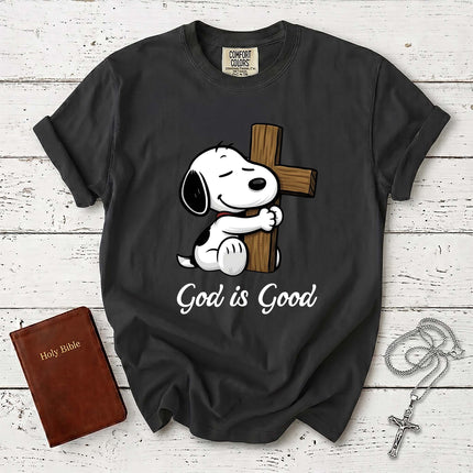 Comfort Colors God Is Good Wooden Cross Christian T-Shirt