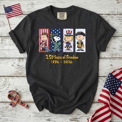 BLACK_7239ba80-198a-42a9-8ed5-59e4657deee7 - AuraNations - Comfort Colors 250 Years Of Freedom 1776-2026 Patriotic Panels T-Shirt - Black / S - 250TH ANNIVERSARY, ALL, COMFORT COLORS, NO CUSTOM, PRODUCTS, SNPY, TSHIRT
