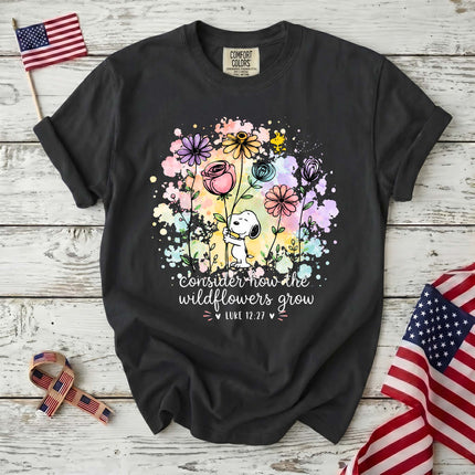 Comfort Colors Consider How the Wildflowers Grow Bible Verse T-Shirt
