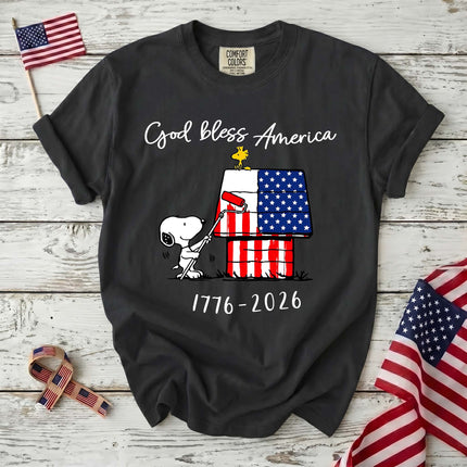 Comfort Colors 250th Anniversary USA God Bless America Flag Painting Dog T-Shirt