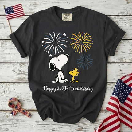 Comfort Colors Happy 250th Anniversary USA Fireworks Watching Dog T-Shirt