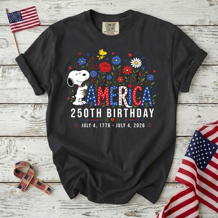 Comfort Colors America 250th Birthday Floral Hugging Dog T-Shirt