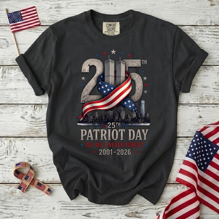 Comfort Colors 25th Anniversary Patriot Day 911 American Flag Twin Towers T-Shirt