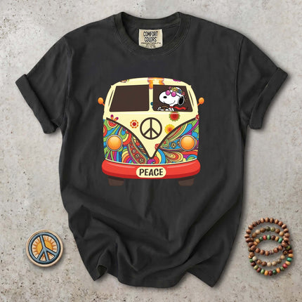 Comfort Colors Peace Love Hippie Van Retro Groovy T-Shirt