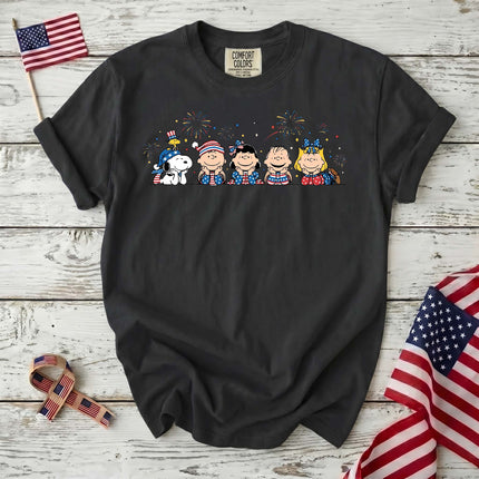 Comfort Colors Fireworks Patriotic Friends Lying Down T-Shirt