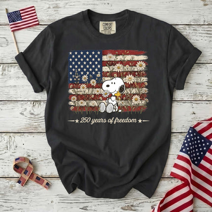 Comfort Colors 250 Years Of Freedom Daisies Patriotic Dog T-Shirt