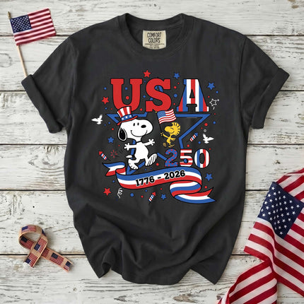 Comfort Colors USA 250 Years 1776-2026 Patriotic Star Dog T-Shirt