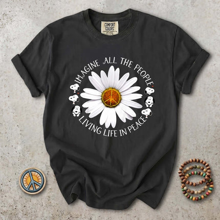Comfort Colors Imagine All The People Peace Daisy T-Shirt