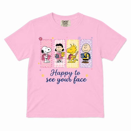 Comfort Colors Back To School Happy To See Your Face Classroom Kid T-Shirt
