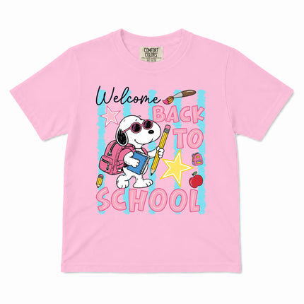 Comfort Colors Welcome Back To School Pink Backpack First Day Kid T-Shirt