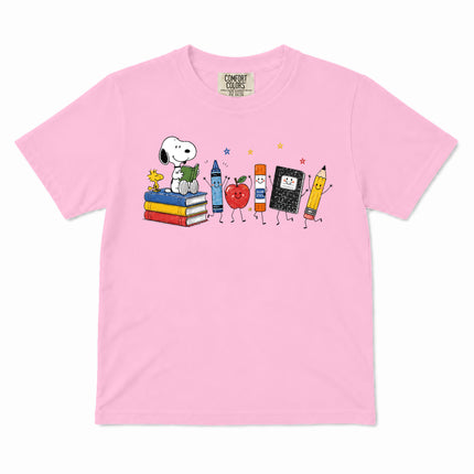 Comfort Colors Back To School Books Pencil Apple Supplies Kid T-Shirt