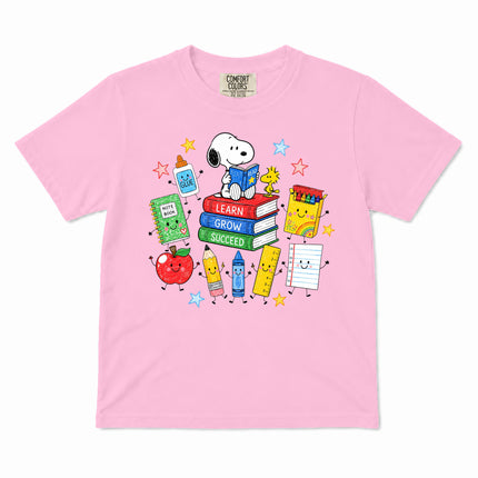 Comfort Colors Back To School Learn Grow Succeed Books Kid T-Shirt