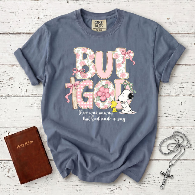 Comfort Colors But God Made a Way Christian Faith Floral Cross T-Shirt