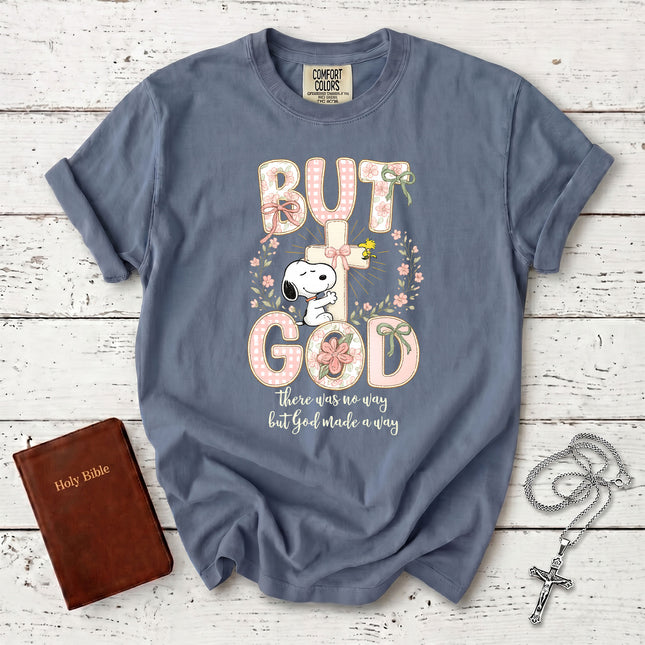 Comfort Colors But God Made a Way Floral Cross Christian Hope T-Shirt