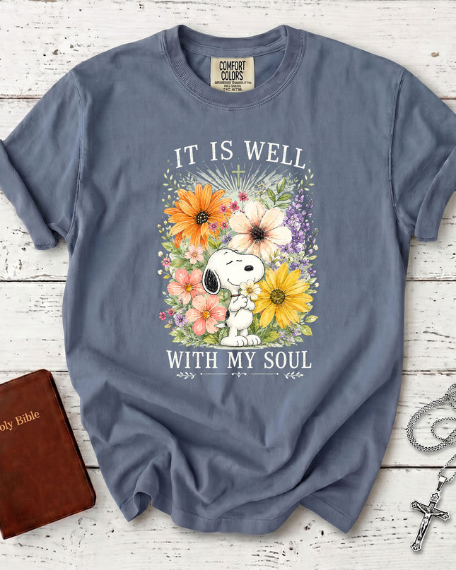 Comfort Colors It Is Well With My Soul Christian Floral Faith T-Shirt