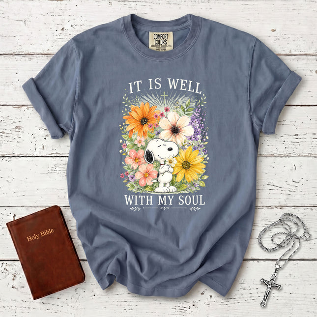 Comfort Colors It Is Well With My Soul Christian Floral Faith T-Shirt