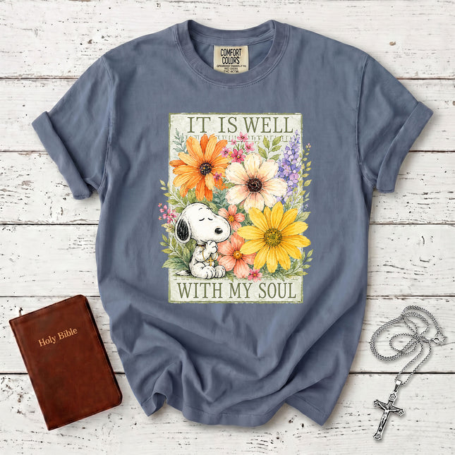 Comfort Colors It Is Well With My Soul Christian Floral Faith T-Shirt