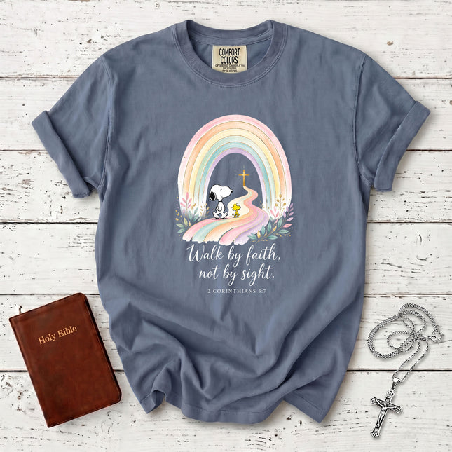 Comfort Colors Walk by Faith Not by Sight 2 Corinthians 5:7 Christian T-Shirt