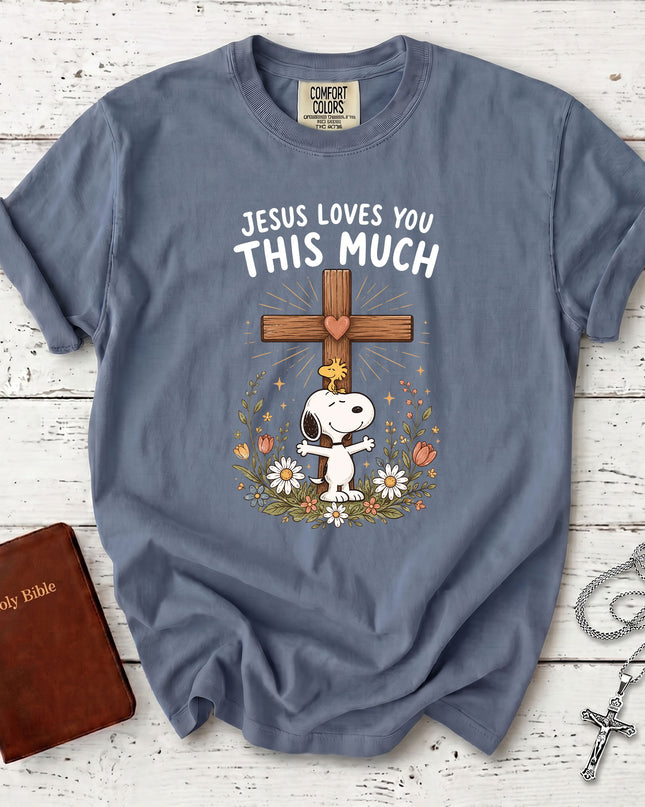 Comfort Colors Jesus Loves You This Much Christian Cross Floral Faith Gift T-Shirt