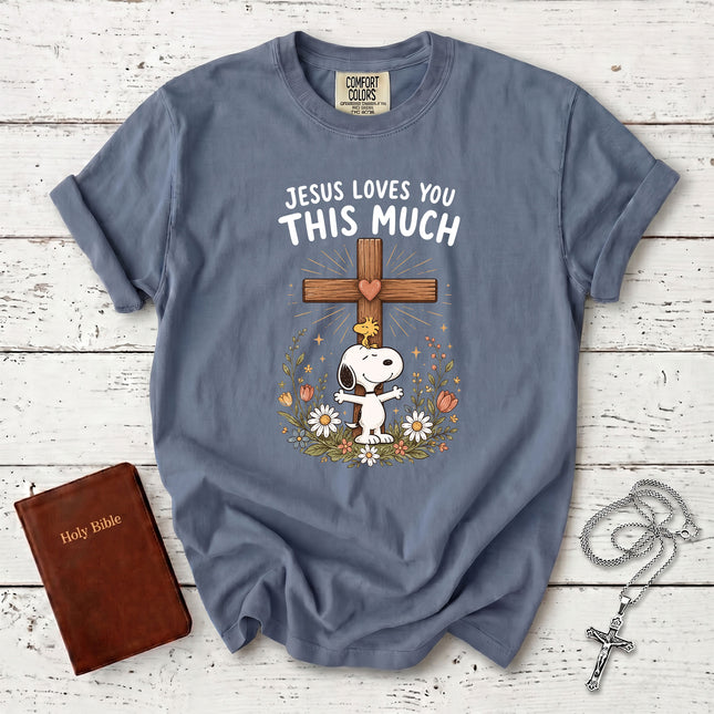 Comfort Colors Jesus Loves You This Much Christian Cross Floral Faith Gift T-Shirt