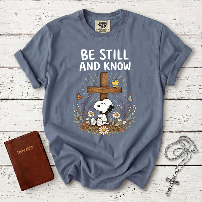 Comfort Colors Be Still And Know Christian Cross Floral Psalm 46 10 Gift T-Shirt