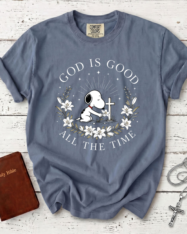 Comfort Colors God Is Good All The Time Christian Cross Lily Faith Gift T-Shirt