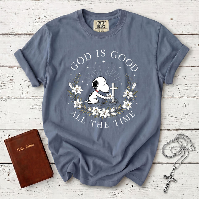 Comfort Colors God Is Good All The Time Christian Cross Lily Faith Gift T-Shirt