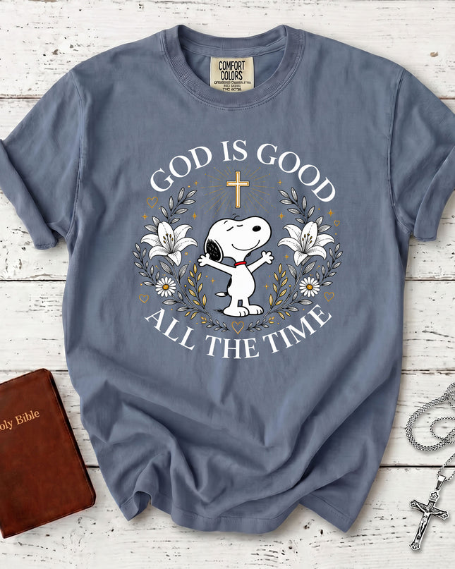 Comfort Colors God Is Good All The Time Christian Cross Lily Easter Gift T-Shirt