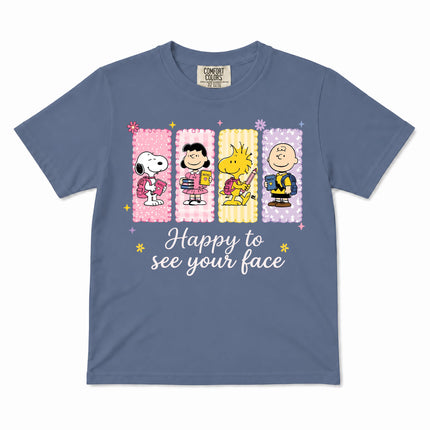 Comfort Colors Back To School Happy To See Your Face Classroom Kid T-Shirt