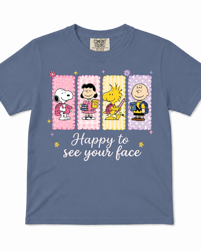 Comfort Colors Back To School Happy To See Your Face Classroom Kid T-Shirt