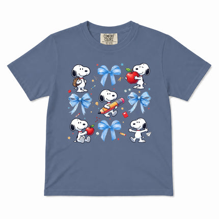 Comfort Colors Back To School Blue Bow School Supplies Kid T-Shirt