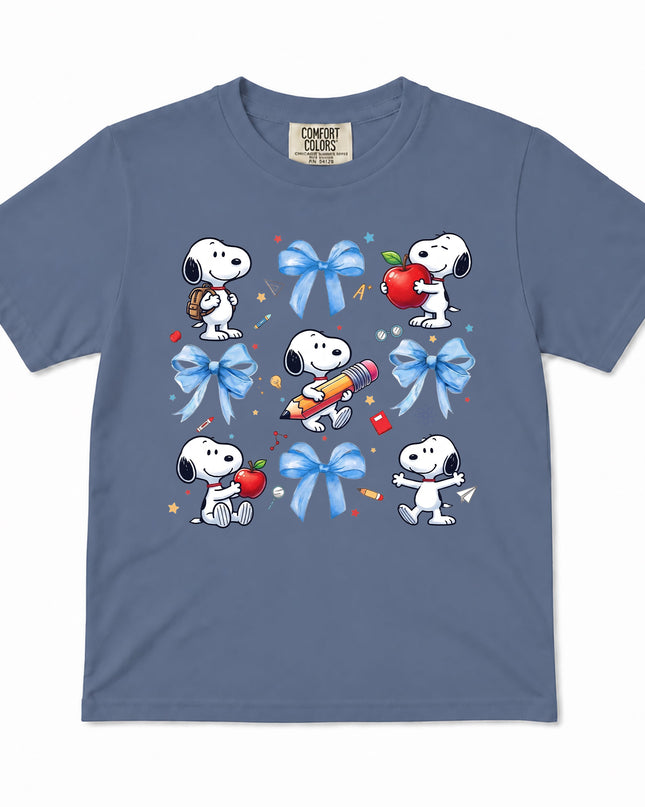Comfort Colors Back To School Blue Bow School Supplies Kid T-Shirt