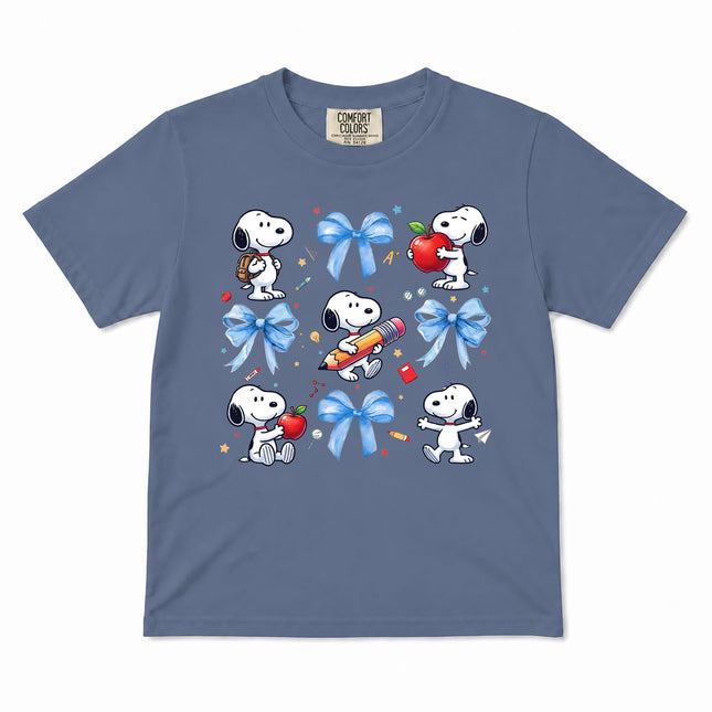 Comfort Colors Back To School Blue Bow School Supplies Kid T-Shirt