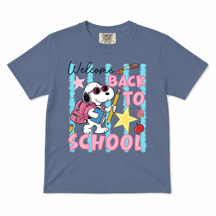 Comfort Colors Welcome Back To School Pink Backpack First Day Kid T-Shirt
