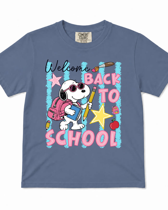 Comfort Colors Welcome Back To School Pink Backpack First Day Kid T-Shirt