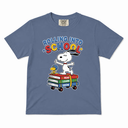 Comfort Colors Back To School Rolling Into School Read Learn Grow Kid T-Shirt